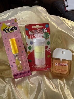 Fun Beauty Set - Peeps Lip Oil, Smarties Candy Chalk & Smarties Hand Sanitizer